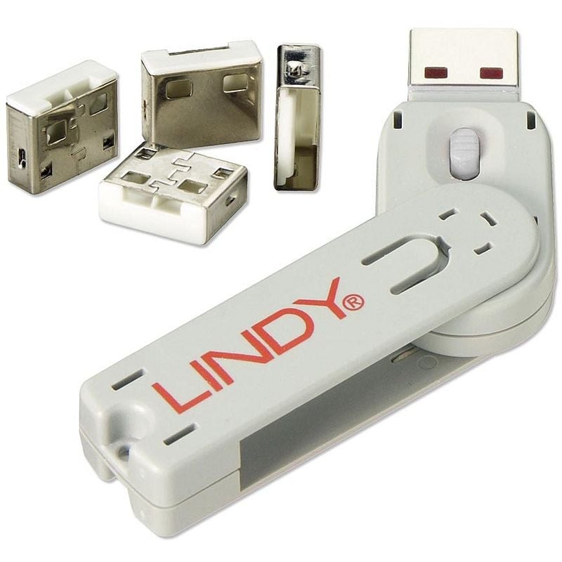 Lindy - clé usb & 4 verrous usb, blanc 40454