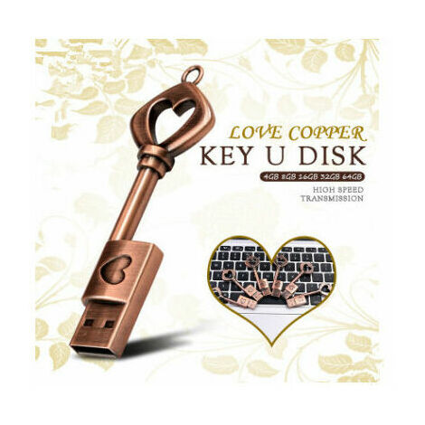 Clé USB 64 Go avec boîte-cadeau, clé USB étanche en forme de cœur, cadeau romantique de stockage externe