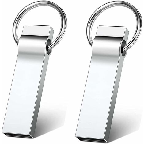 Clé USB 64 Go, Lot de 2 Clés USB en Métal 64 Go avec Porte-Clés Clé USB à Vitesse Rapide, Clé USB Étanche pour Ordinateur PC Portable