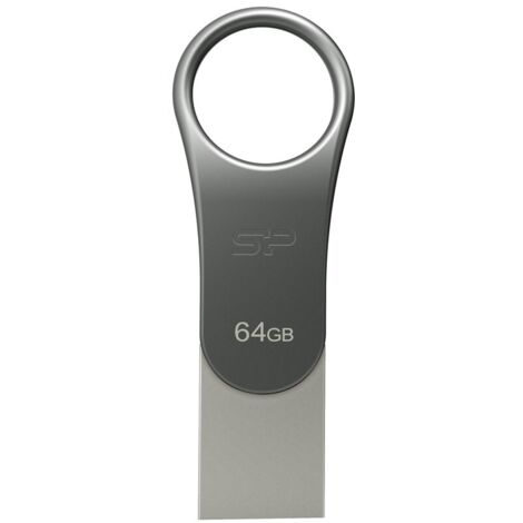 Clé USB Silicon Power Mobile C80 64 Go USB Type-A / USB Type-C 3.0 (3.1 Gen 1) Titane