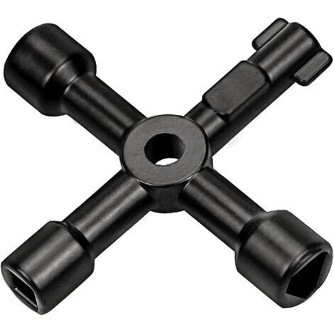 Clé utilitaire multifonction, clé croisée multifonction 4 en 1, pour serrure de robinet de tableau de bord de radiateur à gaz - 73 mm, noir