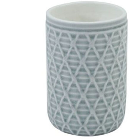 Cleafe - Bicchiere Porta Spazzolini Grigio Con Effetto Rete Accessorio Bagno Arredo 79279 -