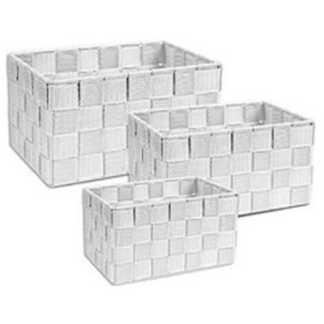 Cleafe - Cestini Tessuto 3 Scatole Organizer Bagno Porta Oggetti Bagnoschiuma Makeup - Bianco