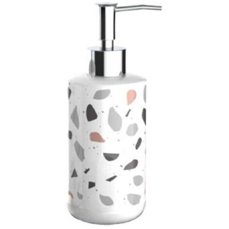 Cleafe - Dispenser Porta Sapone Liquido Graniglia Bianco Multicolore Arredo Bagno 69834 -