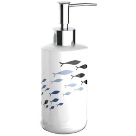 Cleafe - Dispenser Porta Sapone Liquido In Ceramica Con Pesciolini Accessorio Bagno 69875 -