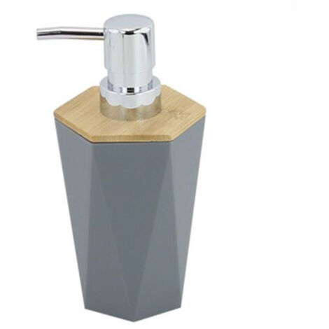 Cleafe - Dispenser Sapone Liquido A Cilindro Esagonale Geometrico Grigio Legno Da Bagno 10846 -
