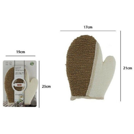 Cleafe - Guanto Crine Spugna Doccia Bagno Esfoliante Pelle Corpo 17 X 21 Cm Marrone 69573 -