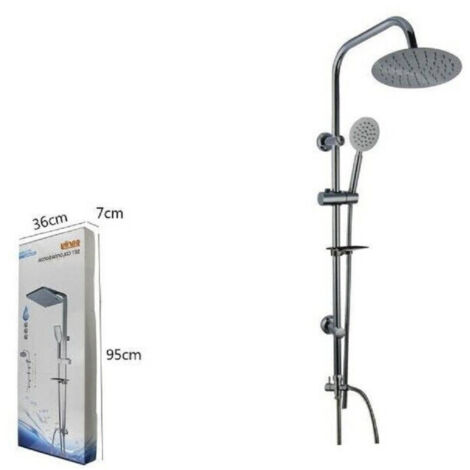 Cleafe - Kit Colonna Doccia Saliscendi Miscelatore Cromato Rubinetto Soffione Bagno 69124 -
