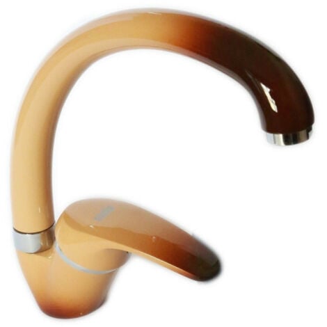 Cleafe - Miscelatore Rubinetto Monocomando Per Lavello Cucina Canna Curva Marrone/beige 52937 -