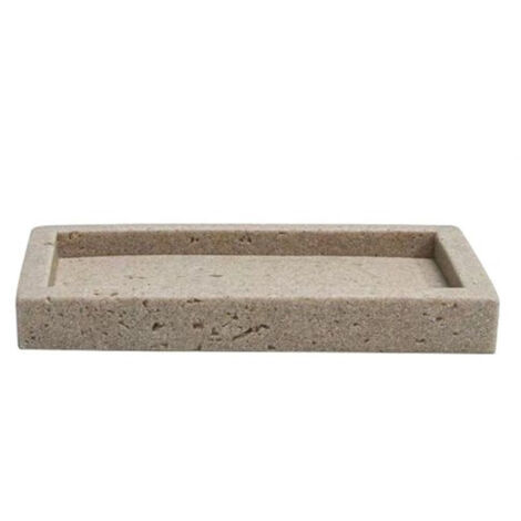 Cleafe - Piatto Porta Sapone Saponetta Pietra Cemento Naturale Accessorio Arredo Da Bagno 87825 -
