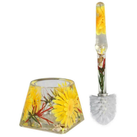 Cleafe - Portascopino Quadrato Bagno Porta Scopino Decorazione Fiori Gialli Arredo Bagno -