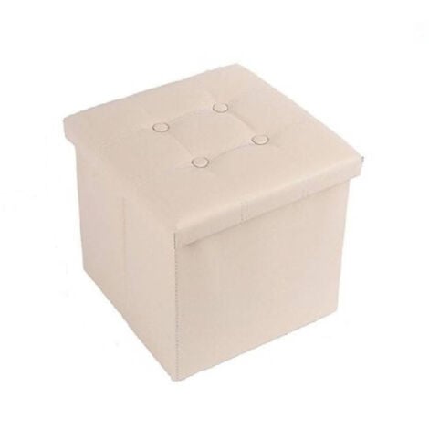 Cleafe - Pouff Puff Pouf Contenitore Imbottito Portaoggetti Seduta Beige 30x30x30cm 79428 -
