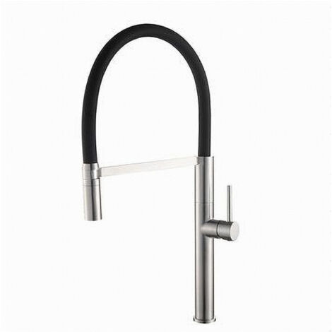 Cleafe - Rubinetto Miscelatore Cucina Acciaio Satinato Nero Flessibile Monocomando 87350 -