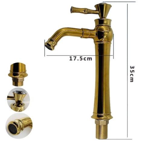 Cleafe - Rubinetto Miscelatore Monocomando Lavabo Lavello Cucina Alto Ottone Dorato Oro -