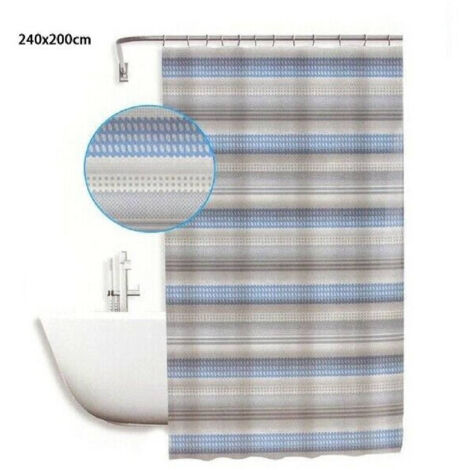 Cleafe - Tenda Doccia Antimuffa Impermeabile 240x200cm Con Anelli Righe Orizzontali 59524 -
