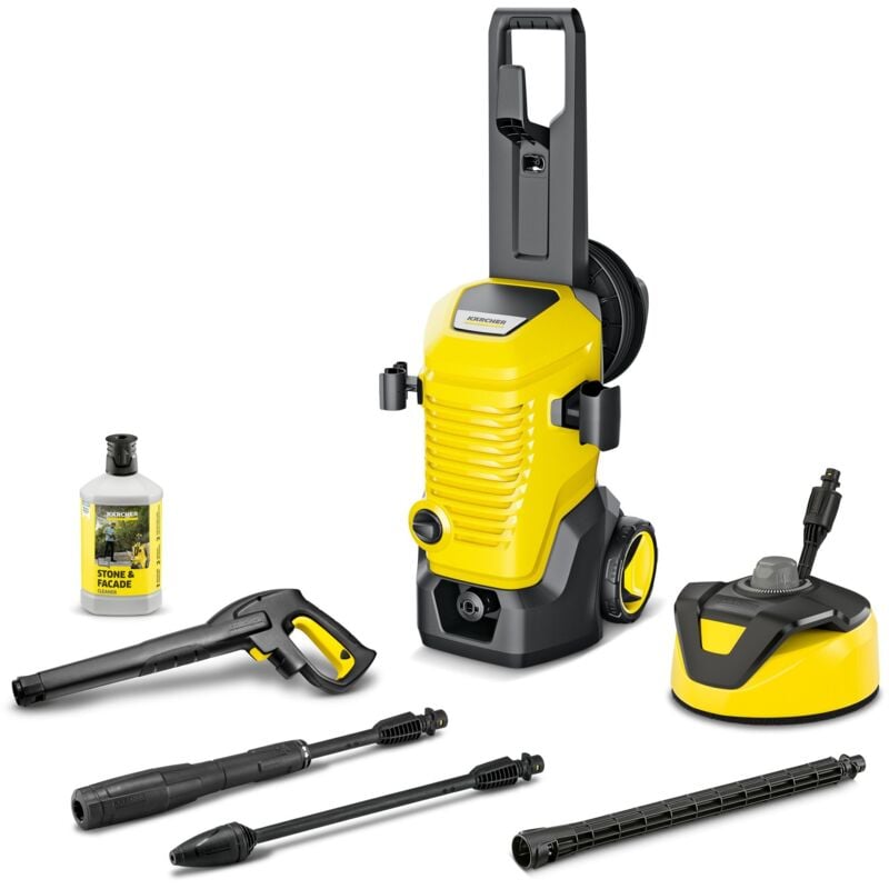 Karcher - kärcher high-pressure cleaner k 5 wcm premium home (yellow/black, with dirt blaster, hose reel and surface cleaner)
