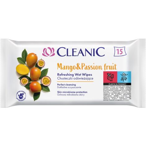 CLEANIC Erfrischungstücher – Mango & Passionsfrucht – 15 Stück
