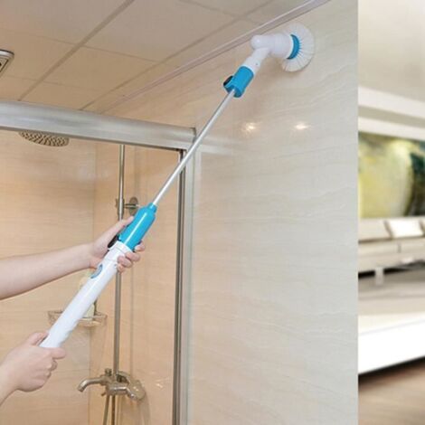 Cleaning Brush Brosse de Nettoyage Electrique + 3 Têtes de Brosse pour Toilettes, Douche, Cuisine,Voiture, Salle de bain,