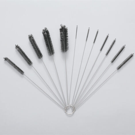 Cleaning Brush,12 Pack Cleaning Brush for Kitchen Brush Kitchen Kettle Teapot Spou Gun Nozzle Tube Car Keyboard Nylon 10 Black 24cm