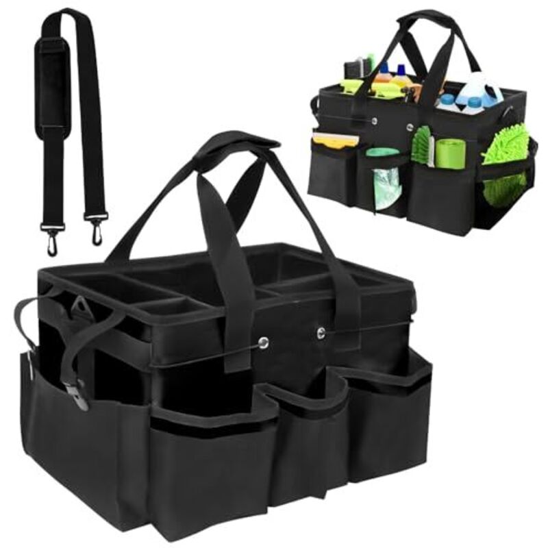 Cleaning Caddy with Handle, Cleaning Caddy Bag with Adjustable Shoulder Strap, Cleaning Bag for Cleaning Products Organiser, for Housekeepers,