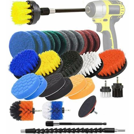 Cleaning Drill Brush 31 Piece Drill Brush Attachment Scrub Sponge And Pads with Extend Long Attachment Power Scrubber Cleaning Brush Driver Impact Brush