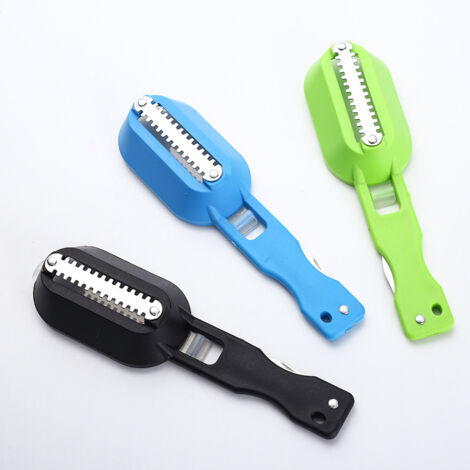 Cleaning Fish Scale Scraper Fish Scale Brush Knife Fish Scale Multi-Function Quick Clean Fish Skin For Home, Kitchen, Dining Room 3 Pieces (Black Green Blue)