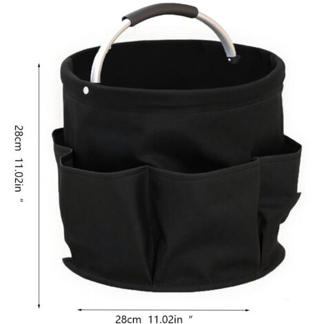 Cleaning supplies organizer with handles, storage bags, foldable storage baskets, cleaning supply boxes, portable multi-cleaning bucket bags, suitable for home/garden (black).