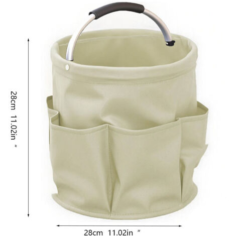 Cleaning supplies organizer with handles, storage bags, foldable storage baskets, cleaning supply boxes, portable multi-cleaning bucket bags, suitable for home/garden (grey and white).