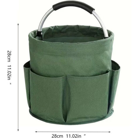 Cleaning supply organizer with handles, storage bags, foldable storage baskets, cleaning supply boxes, portable multi-cleaning bucket bags, suitable for home/garden (green).