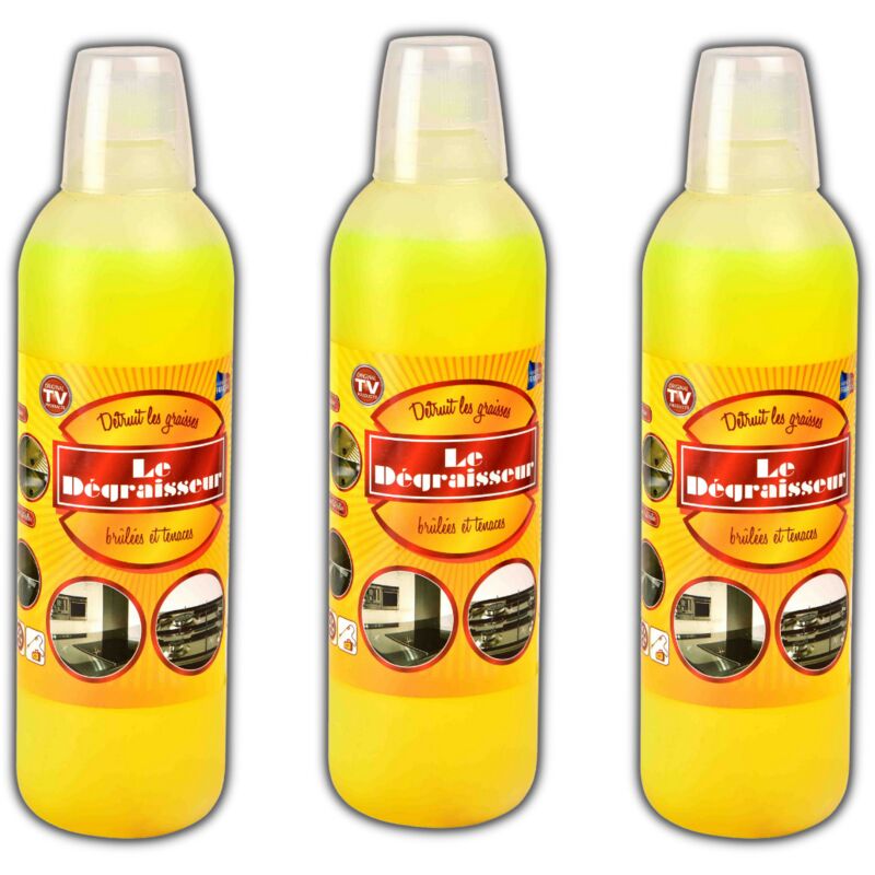 Cleans and Degreases - THE DEGREASER - Set of 3 - Yellow - Adult - For kitchen/bathroom/floor/rims - Capacity 1L