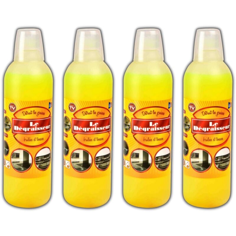 Cleans and Degreases - THE DEGREASER - Set of 4 - Yellow - Adult - For kitchen/bathroom/floor/rims - Capacity 1L