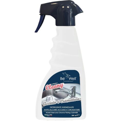 CLEANY Igienizzante Anticalcare Super Sgrassante per Acciaio e Cromature – Detergente Professionale Spray da 500 ml – Elimina Grasso e Incrostazioni, Brillantezza Immediata – Made in Italy