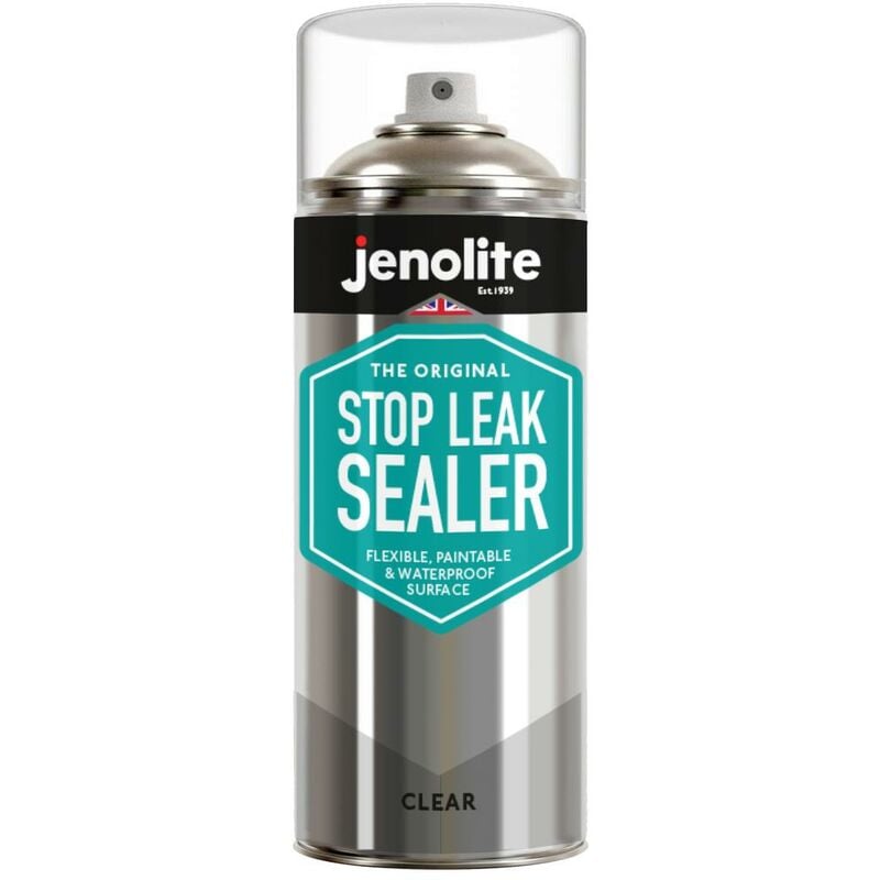 Clear - 1 x 400ml Aerosol - JENOLITE Stop Leak Sealer Spray - Clear Aerosol - Waterproof Sealant - Fills, Seals & Stops Leaks