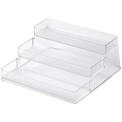 Clear Acrylic Display Riser Shelf 3 Tier Riser Display Stand Kitchen Bathroom Storage Rack