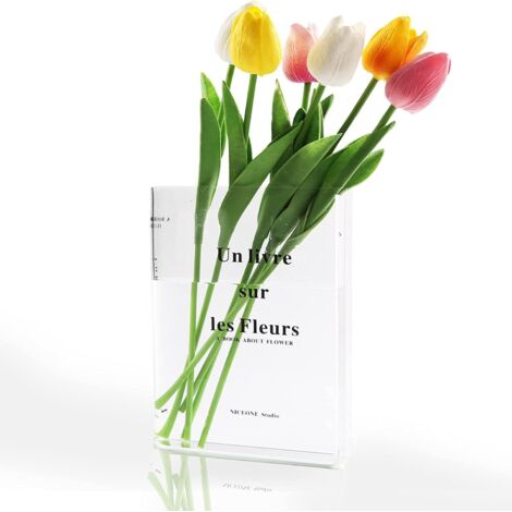 Clear Book Vase, Clear Vase,Book Vase,Book Vases,Modern Decorative Vases for Flower Arrangements, Centerpieces and Home Decor Rooms