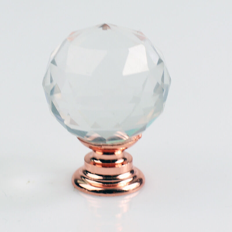 Boed - Clear Crystal Glass Door Knobs Extra Large Kitchen Door Handle Bedroom Pull Handle Home Hardware(rose gold)10PCS