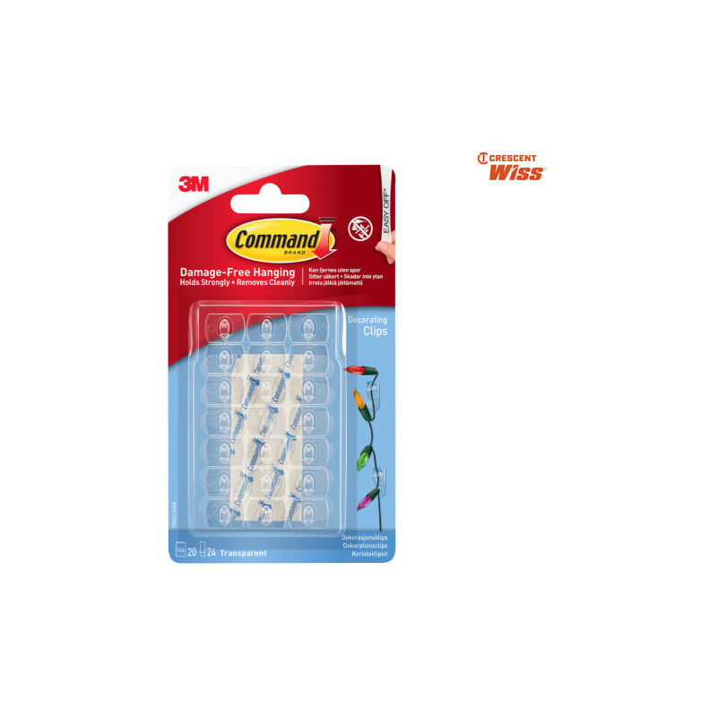 Clear Decorating Clips with Clear Strips (Pack 20) - COM17026CLR