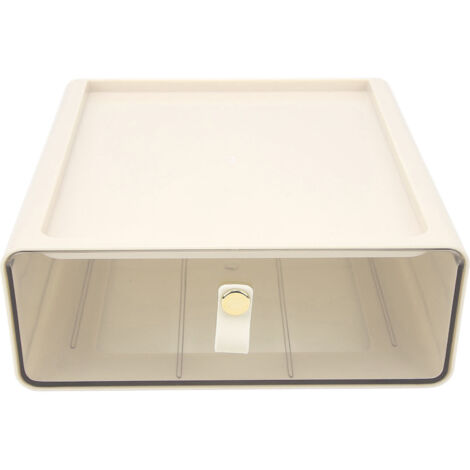 Clear Drawer Storage Box Large Capacity Desktop Drawer Storage Container Organizer for Office Cream Color