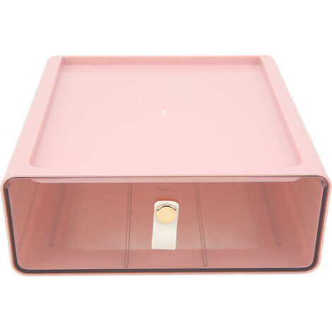 Clear Drawer Storage Box Large Capacity Desktop Drawer Storage Container Organizer for Office Pink