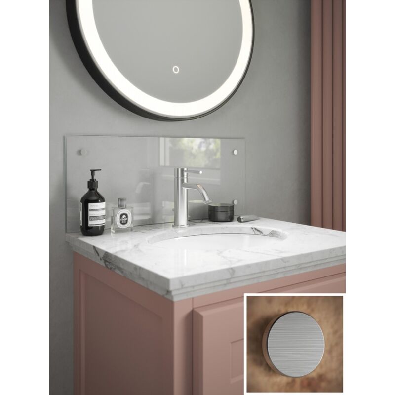 Splashback - Clear Glass Bathroom (Brushed Cap) 250mm x 600mm x 4mm - Clear