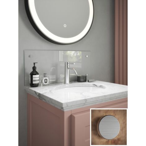 Clear Glass Bathroom Splashback (Brushed Cap) 250mm x 600mm x 4mm