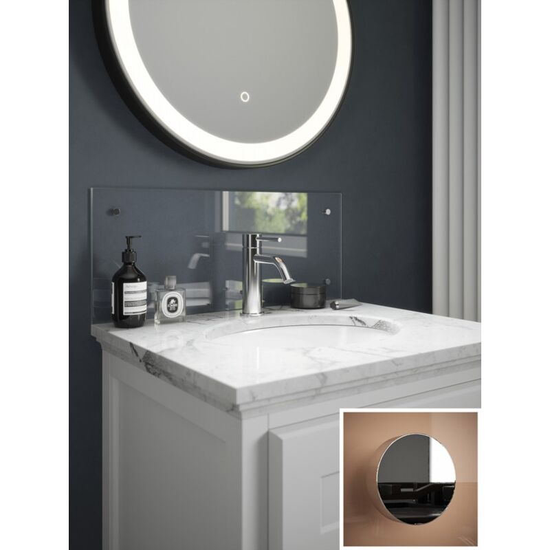 Splashback - Clear Glass Bathroom (Chrome Cap) 250mm x 600mm x 4mm - Clear