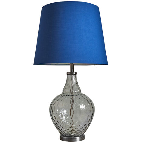 Clear Glass & Brushed Chrome Table Lamp With Tapered Lampshade