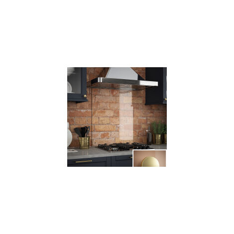 Clear Glass Splashback With Brushed Brass Caps 600 x 700 x 6mm
