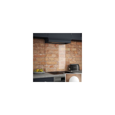Clear Glass Splashback With Satin Chrome Caps 600 x 700 x 6mm