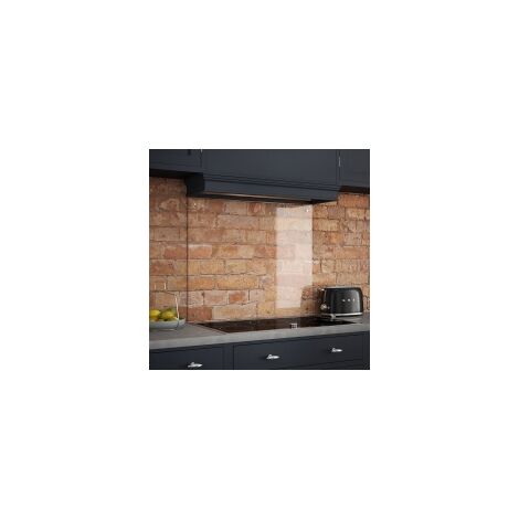 Clear Glass Splashback With Satin Chrome Caps 900 x 700 x 6mm