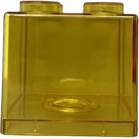 Clear Money Saving Bank Building Block Design Rectangular Transparent Coin Saving Box for Kids Boys Girls Yellow 8.9x8.9x9.2cm / 3.5x3.5x3.6in