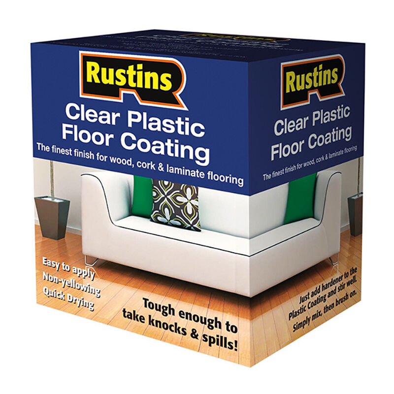 RUSPCFS4L Clear Plastic Floor Coating Kit Satin 4 litre - Rustins