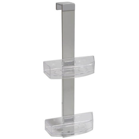 SANIPLAST CLEAR PORTA OGGETTI IN ALLUINIO CON 2 CESTI - DOPPIA SOLUZIONE DI FISSAGGIO AL BOX DOCCIA O PARETE