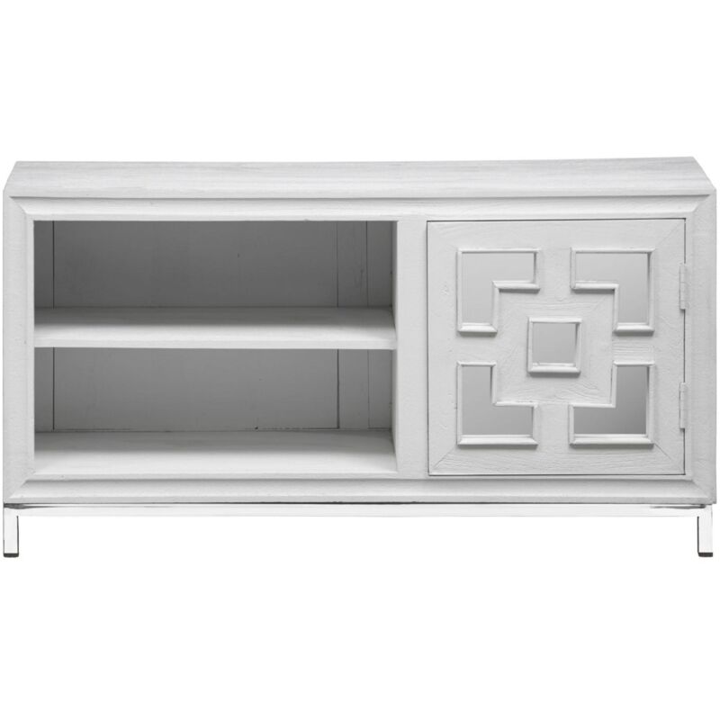 Urban Deco - Clearance - Geo White Mirrored tv Unit - 1 Door - Brand New Item